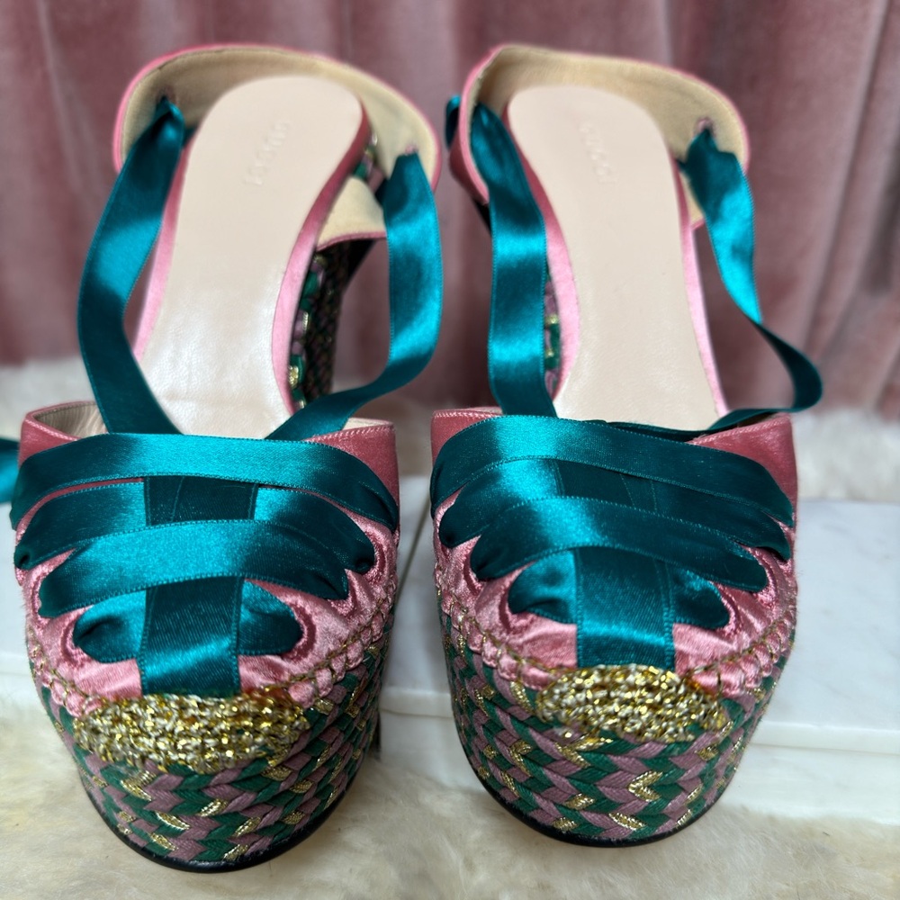 Gucci Satin Ribbon Espradille Wedge size 38 - Picture 5 of 11